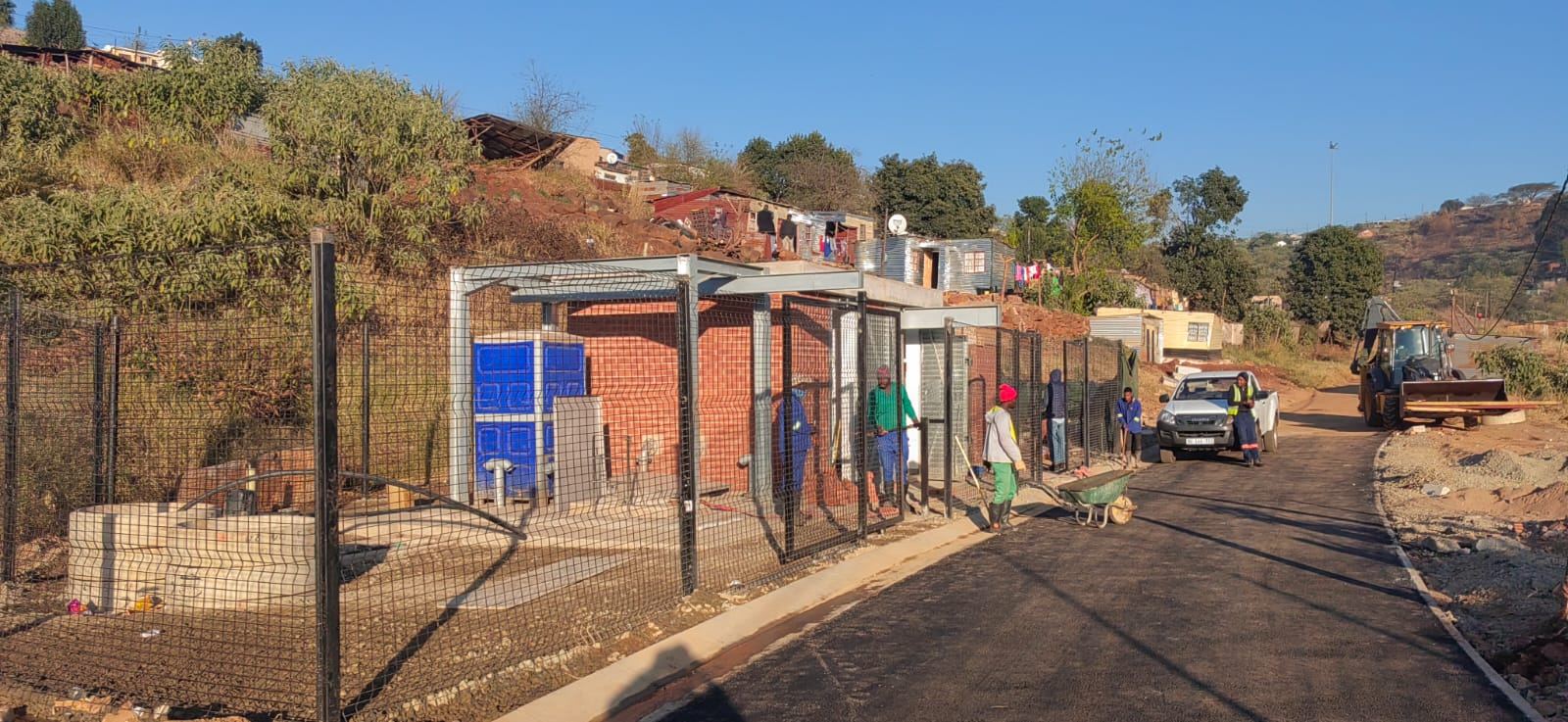 Road works at a community facility